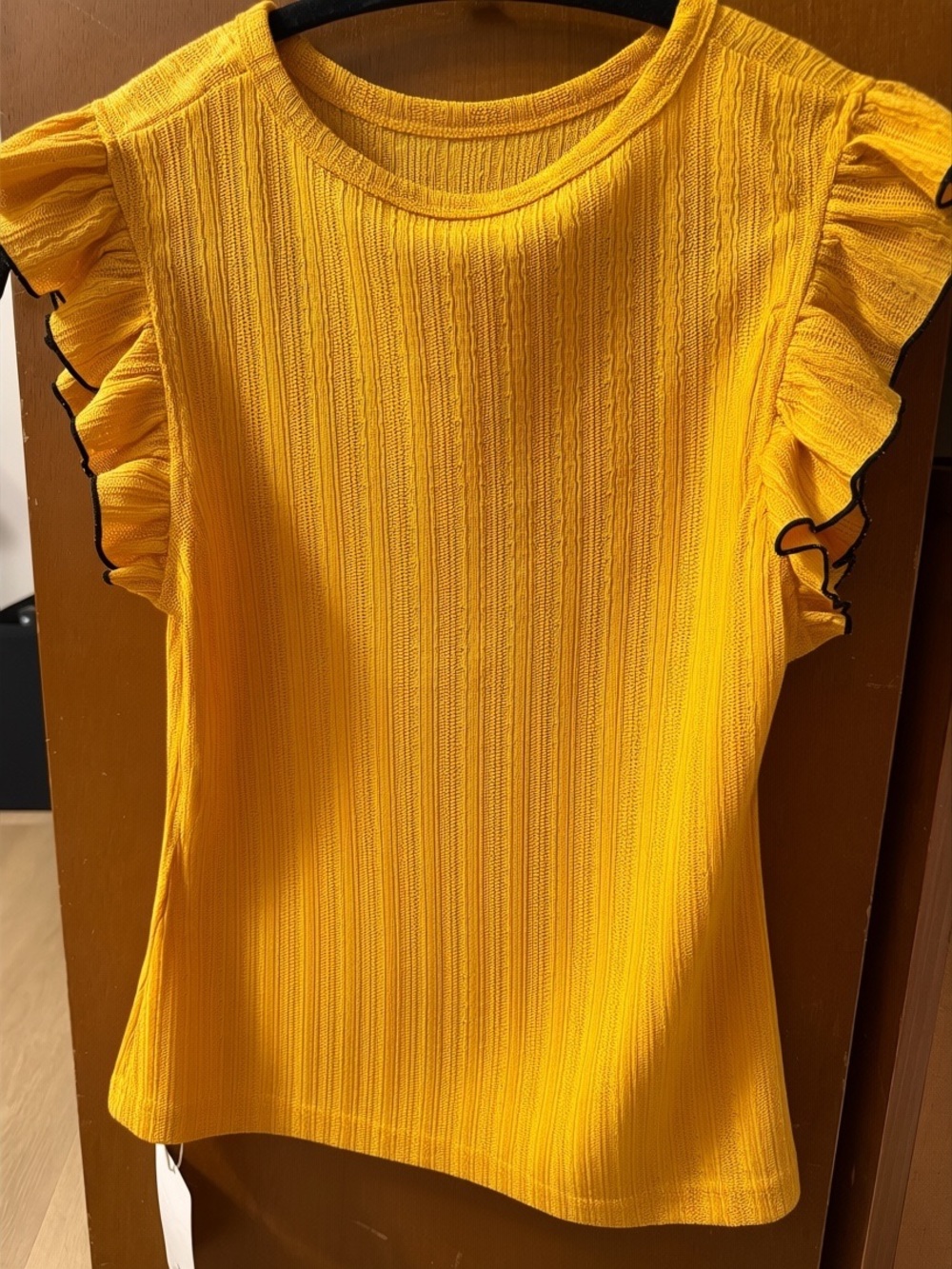 MOTF Golden mustard Ruffle Sleeve Knit Top